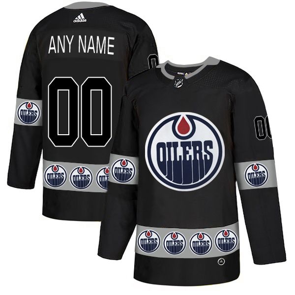 Men Edmonton Oilers 00 Any name Black Custom Adidas Fashion NHL Jersey